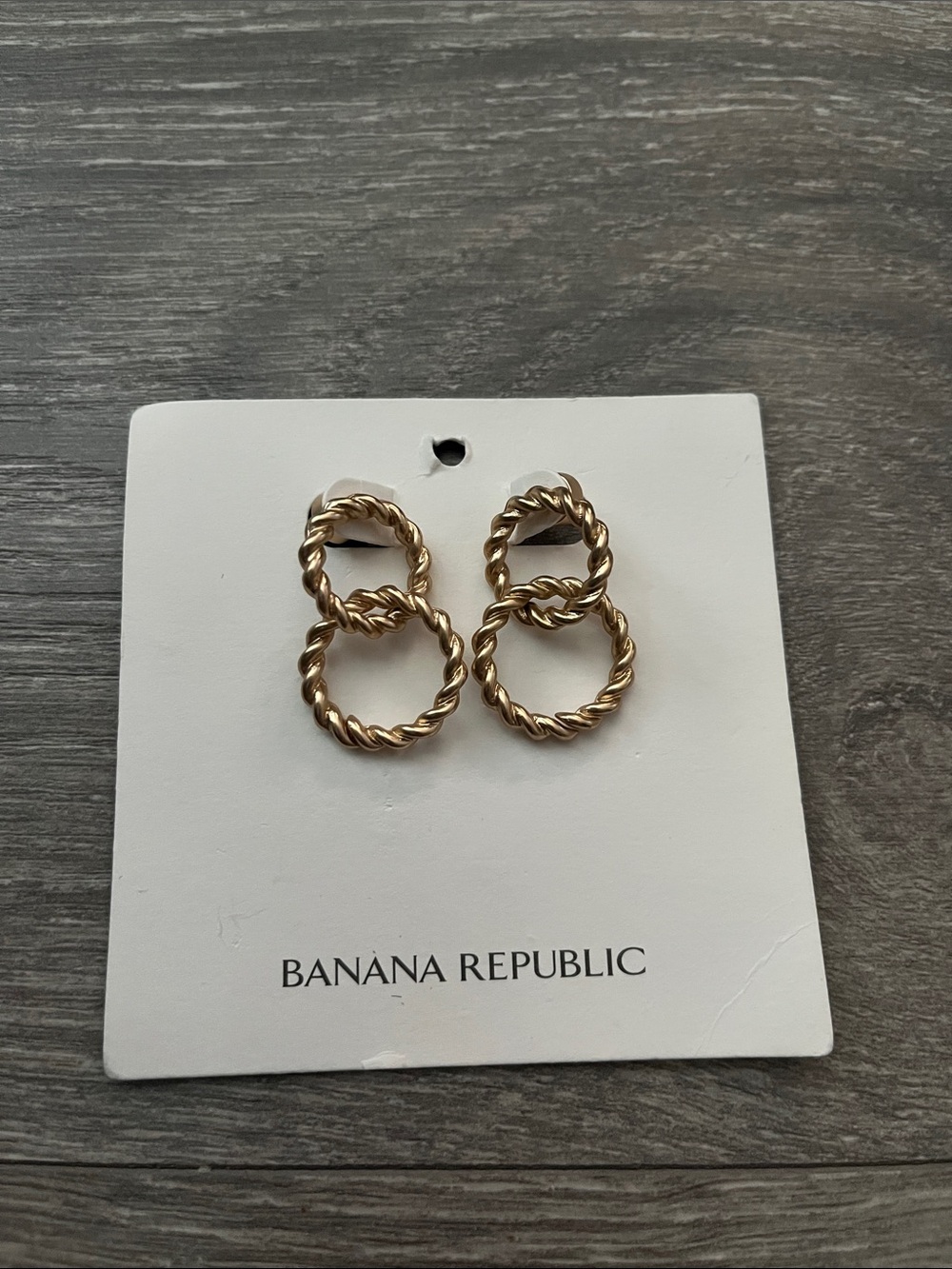 Banana Republic Gold Twisted Double Hoop Earrings